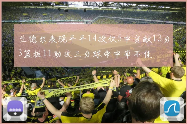 兰德尔表现平平14投仅5中贡献13分3篮板11助攻三分球命中率不佳